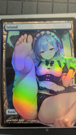 Island x Aqua Maid Fancy Feet (foil) MtG Alter Hand-Crafted! Anime Waifu - Image 1
