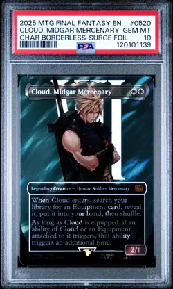 PSA 10 Cloud Midgar Mercenary 520 Surge Foil Final Fantasy MTG Eng GEM MINT - Image 1