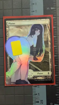 Plains x Cranberry Crawling Into Bed (foil) MtG Alter Hand-Crafted! Anime Waifu - Image 1