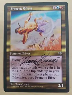 Magic The Gathering Frenetic Efreet Mirage SIGNED Light Play English Free Ship - Image 1