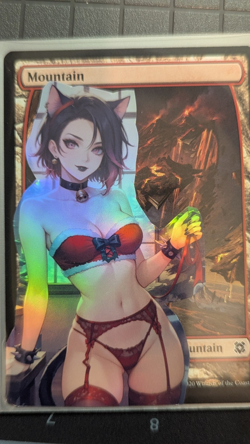 Mountain x Xmas Catgirl Niko Leash (foil) MtG Alter Hand-Crafted! Anime Waifu - Image 1
