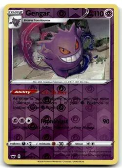 Gengar 085/202 SWSH01: Sword & Shield Base Set Holo Rare Reverse Holo Pokemon LP - Image 1