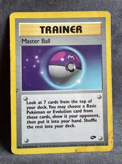 Master Ball 116/132 Gym Challenge Regular Pokemon TCG Heavily Played Stained - Image 1