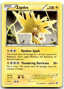 Zapdos 46/113 Legendary Treasures Holo Rare Pokemon TCG LP - Image 1