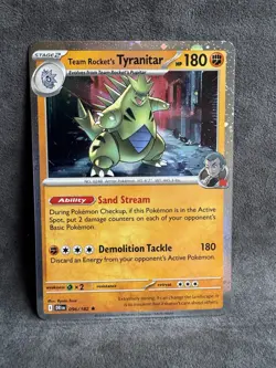 Team Rocket's Tyranitar 096/182 Sv10: Destined Rivals Holo Pokemon TCG Near Mint - Image 1