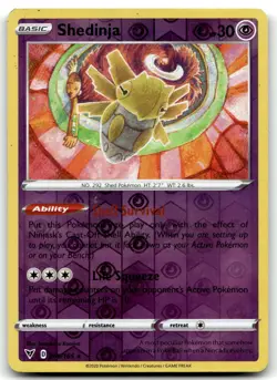 Shedinja 066/185 SWSH04: Vivid Voltage Rare Reverse Holo Pokemon TCG LP - Image 1