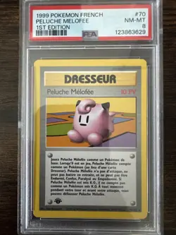 1999 Pokemon FRENCH 1st Edition Base Set Plush Melofee 70/102 PSA 8 GEM MINT - Image 1