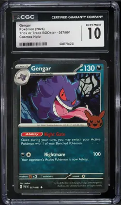 CGC 10 Gengar Cosmos Holo Trick Or Trade 2024 Pokemon Card #057 - Image 1