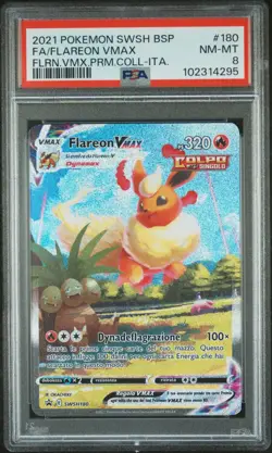 Pokemon PSA 8 Flareon Vmax #180 Full Art Vmax Premium Collection 2021 Italiano - Image 2