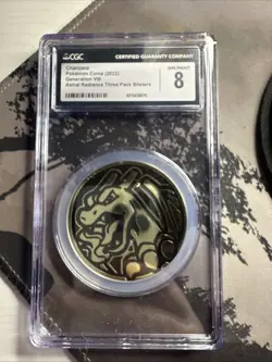 CGC 8 Charizard Pokemon Coin 2022 Astral Radiance Three Pack Blister - Image 1