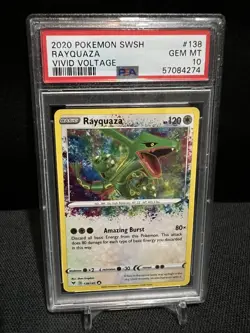 2020 POKEMON SWORD & SHIELD VIVID VOLTAGE #138 RAYQUAZA PSA 10 - Image 1