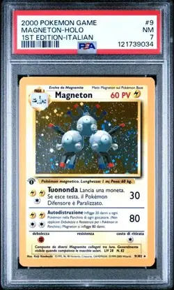 Pokemon PSA 7 Magneton #9 Holo 1st Edition Base Set 2000 Italiano - Image 2