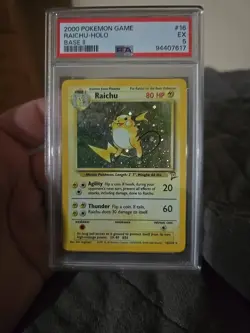 Pokemon TCG Raichu Base Set 2 Holo Unlimited Holo Rare Card 16/130 PSA 5 - Image 1