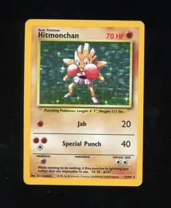 Hitmonchan 7/102 Base Set Holo Pokemon Card WOTC 1999 LP-NM - Image 1