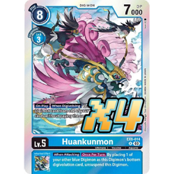 4X Huankunmon EX6-014 Rare Infernal Ascension NM Digimon Card Game - Image 1