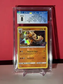 CGC 8 Pokemon Sun & Moon Lycanroc SM118 STAFF Prerelease Promo Graded Card - Image 1