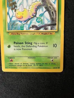 Weedle Poison Sting 40 HP Pokemon Base Set TCG Card 69/102 - Lot of 6 - Image 4