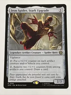 MTG Universes Beyond: Spider-man Iron Spider, Stark Upgrade 0166 NM Rare - Image 1