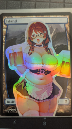 Island x Greta Beerfest Curves (foil) MtG Alter Hand-Crafted! Anime Waifu - Image 1
