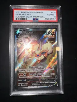 POKEMON PSA 10 FLAREON V FULL ART SWSH179 FLAREON VMAX PREMIUM COLL. ENGLISH! - Image 5