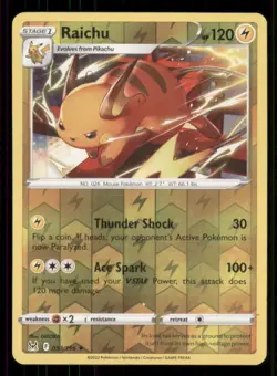 Raichu SWSH11: Lost Origin #053/196 Rare Reverse Holo Pokemon LP - Image 1