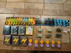 Pokemon TCG Sleeves, Dice, Dividers & Damage Lot (×7 New Sleeve Packs, ×7 Dice) - Image 1