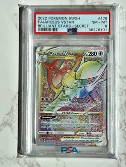 Pokemon TCG Arceus VSTAR PSA 8 NM Brilliant Stars 176/172 Holo Secret Rainbow - Image 1