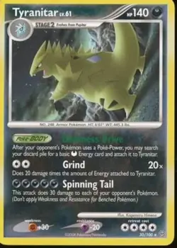 Pokemon TCG - Tyranitar - 30/100 - Rare Diamond & Pearl: Stormfront [Near Mint] - Image 1