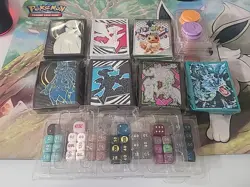 Pokemon TCG Lot 7 - Sets of New Sleeves/Dice/Markers (Eevee/Gyarados/Lucario...) - Image 1