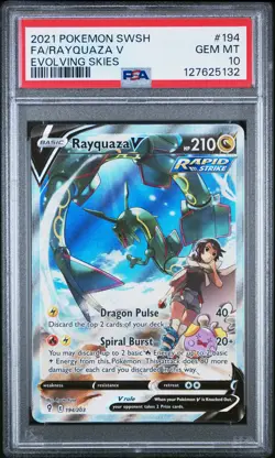 2021 POKEMON SWORD & SHIELD EVOLVING SKIES #194 FULL ART/RAYQUAZA V PSA 10 - Image 1