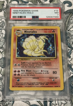 1999 Pokemon Base Set Ninetales Holo #12 PSA 7 NM Beautiful Card - Image 1