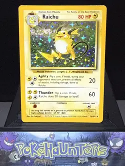 Pokemon Card Raichu 14/102 Base Set WOTC Holo Rare Near Mint - Image 1