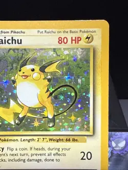Pokemon Card Raichu 14/102 Base Set WOTC Holo Rare Near Mint - Image 2