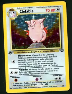 Pokemon Card Clefable 1/64 Jungle Set 1st Edition Holo Foil Rare EX - Image 1