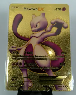 Pokemon Mewtwo EX HP 170 Gold Foil Fan Art Card 98/99 - Image 1