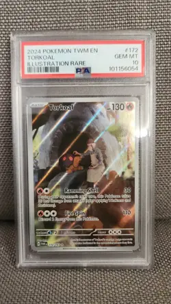 Pokemon TCG Torkoal 172/167 Twilight Masquerade Illustration Rare Card PSA 10 - Image 1