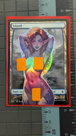 Island x Tattoo Redhead Party Elf (foil) MTG Alter ANIME WAIFU HENTAI LEWD UWU - Image 1