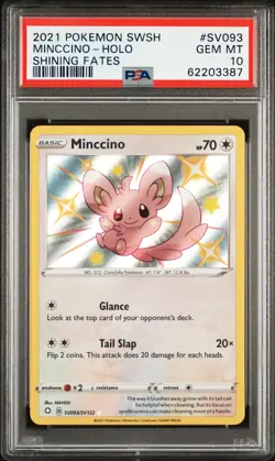 2021 POKEMON SWORD & SHIELD SHINING FATES #SV093 MINCCINO-HOLO PSA 10 - Image 1