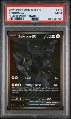 2025 POKEMON BLK EN-BLACK BOLT BLACK WHITE RARE #172 ZEKROM EX PSA 9 - Image 1