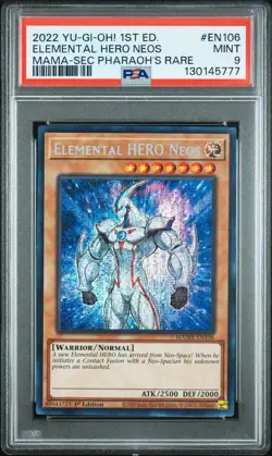 PSA 9 MINT Elemental Hero Neos MAMA-EN106 Secret Pharaoh's Rare *5777 Yugioh - Image 1