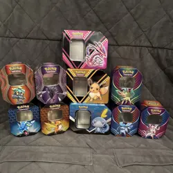 Lot of 10 Empty Pokemon Card Tins Mint Condition No Cards Included - Image 1