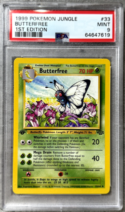Pokemon Card 1st Edition Butterfree PSA 9 Mint, Jungle Set #33, WOTC 1999 (1) - Image 1