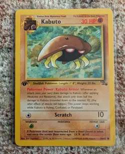 Pokemon Kabuto 50/62 Fossil Regular common 1st Edition - LP - Image 1