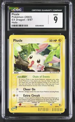 CGC 9 MINT Plusle 2003 EX Dragon 8/97 Holo Pokemon Card - Image 1