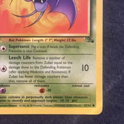 Pokemon TCG WoTC Zubat 57/62 Fossil First Edition Vintage Lightly Played LP+ - Image 5