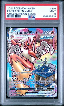 2021 POKEMON SWORD & SHIELD CHILLING REIGN SECRET FULL ART/BLAZIKEN VMAX PSA 9 - Image 1