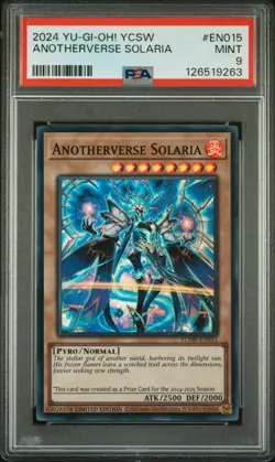 PSA 9 MINT Anotherverse Solaria YCSW-EN015 Super Rare PRIZE CARD *9263 Yugioh - Image 1