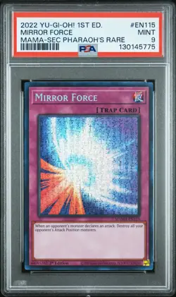 PSA 9 MINT Mirror Force MAMA-EN115 Secret Pharaoh's Rare *5775 Yugioh - Image 1