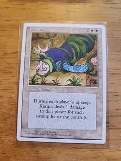 Karma - Fourth Edition 4th - MTG Magic - Uncommon - White Enchantment - Image 1