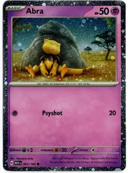 Pokemon - Scarlet & Violet 151 Cosmos Holo Abra 063/165 NM SWIRL - Image 1